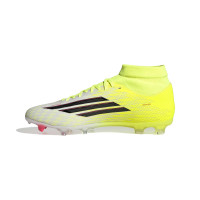 adidas F50 League Mid Gazon Naturel Artificiel Chaussures de Foot (MG) Néon Jaune Noir Rouge