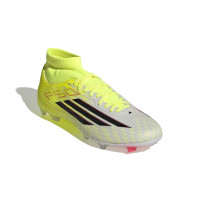 adidas F50 League Mid Gazon Naturel Artificiel Chaussures de Foot (MG) Néon Jaune Noir Rouge