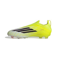 adidas F50 Elite Sans Lacets Gazon Naturel Chaussures de Foot (FG) Enfants Néon Jaune Noir Rouge