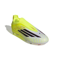 adidas F50 Elite Sans Lacets Gazon Naturel Chaussures de Foot (FG) Enfants Néon Jaune Noir Rouge