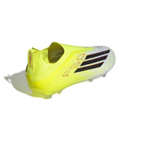 adidas F50 Elite Sans Lacets Gazon Naturel Chaussures de Foot (FG) Enfants Néon Jaune Noir Rouge