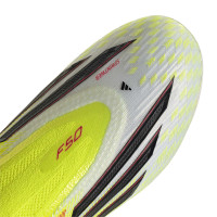 adidas F50 Elite Sans Lacets Gazon Naturel Chaussures de Foot (FG) Enfants Néon Jaune Noir Rouge