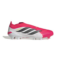 adidas Predator League Sans Lacets Gazon Naturel Chaussures de Foot (FG) Rouge Blanc Noir