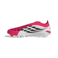 adidas Predator League Sans Lacets Gazon Naturel Chaussures de Foot (FG) Rouge Blanc Noir