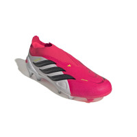 adidas Predator League Sans Lacets Gazon Naturel Chaussures de Foot (FG) Rouge Blanc Noir