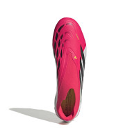 adidas Predator League Sans Lacets Gazon Naturel Chaussures de Foot (FG) Rouge Blanc Noir