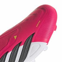 adidas Predator League Sans Lacets Gazon Naturel Chaussures de Foot (FG) Rouge Blanc Noir
