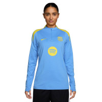 Haut d'entraînement Nike FC Barcelona Strike 1/4-Zip 2025-2026 pour femmes, bleu clair, jaune vif