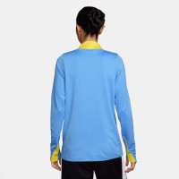 Haut d'entraînement Nike FC Barcelona Strike 1/4-Zip 2025-2026 pour femmes, bleu clair, jaune vif