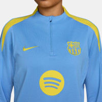 Haut d'entraînement Nike FC Barcelona Strike 1/4-Zip 2025-2026 pour femmes, bleu clair, jaune vif