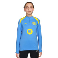 Haut d'entraînement Nike FC Barcelona Strike pour Enfants, 1/4 Zip, 2025-2026, bleu clair, jaune vif