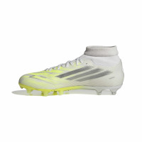 adidas F50 Sparkfusion League Gazon Naturel Artificiel Chaussures de Foot (MG) Femmes Blanc Gris Néon Jaune