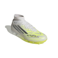 adidas F50 Sparkfusion League Gazon Naturel Artificiel Chaussures de Foot (MG) Femmes Blanc Gris Néon Jaune