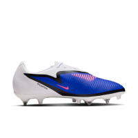 Nike Phantom 6 Low Academy Crampons Vissés Chaussures de Foot (SG) Anti-Clog Bleu Blanc Rose Vif