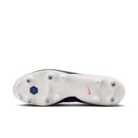 Nike Phantom 6 Low Academy Crampons Vissés Chaussures de Foot (SG) Anti-Clog Bleu Blanc Rose Vif
