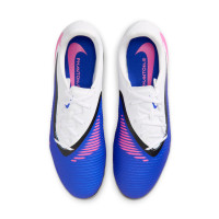 Nike Phantom 6 Low Academy Crampons Vissés Chaussures de Foot (SG) Anti-Clog Bleu Blanc Rose Vif