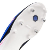 Nike Phantom 6 Low Academy Crampons Vissés Chaussures de Foot (SG) Anti-Clog Bleu Blanc Rose Vif