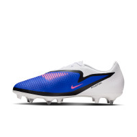 Nike Phantom 6 Low Academy Crampons Vissés Chaussures de Foot (SG) Anti-Clog Bleu Blanc Rose Vif