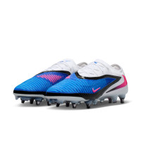 Nike Phantom 6 Low Elite Crampons Vissés Chaussures de Foot (SG) Pro Player Bleu Blanc Rose Vif