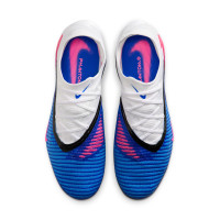 Nike Phantom 6 Low Elite Crampons Vissés Chaussures de Foot (SG) Pro Player Bleu Blanc Rose Vif