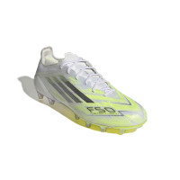 adidas F50 Sparkfusion Elite Low Gras / Kunstgras Voetbalschoenen (MG) Dames Wit Grijs Neongeel