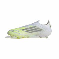 adidas F50 Sparkfusion Elite Sans Lacets Gazon Naturel Artificiel Chaussures de Foot (MG) Femmes Blanc Gris Néon Jaune