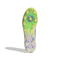 adidas F50 Sparkfusion Elite Sans Lacets Gazon Naturel Artificiel Chaussures de Foot (MG) Femmes Blanc Gris Néon Jaune