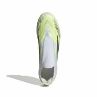 adidas F50 Sparkfusion Elite Sans Lacets Gazon Naturel Artificiel Chaussures de Foot (MG) Femmes Blanc Gris Néon Jaune