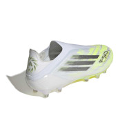 adidas F50 Sparkfusion Elite Sans Lacets Gazon Naturel Artificiel Chaussures de Foot (MG) Femmes Blanc Gris Néon Jaune