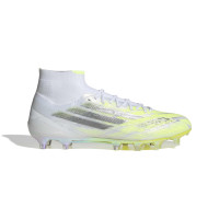 adidas F50 Sparkfusion Elite Gazon Naturel Artificiel Chaussures de Foot (MG) Femmes Blanc Gris Néon Jaune