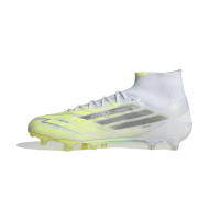 adidas F50 Sparkfusion Elite Gazon Naturel Artificiel Chaussures de Foot (MG) Femmes Blanc Gris Néon Jaune