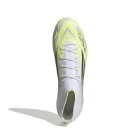 adidas F50 Sparkfusion Elite Gazon Naturel Artificiel Chaussures de Foot (MG) Femmes Blanc Gris Néon Jaune