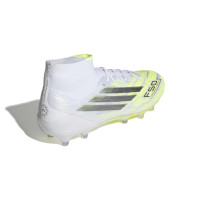 adidas F50 Sparkfusion Elite Gazon Naturel Artificiel Chaussures de Foot (MG) Femmes Blanc Gris Néon Jaune