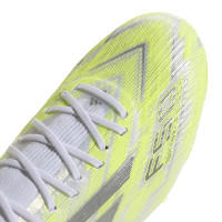 adidas F50 Sparkfusion Elite Gazon Naturel Artificiel Chaussures de Foot (MG) Femmes Blanc Gris Néon Jaune