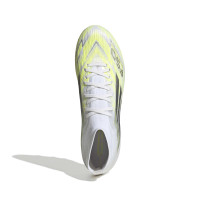 adidas F50 Sparkfusion Pro Gazon Naturel Artificiel Chaussures de Foot (MG) Femmes Blanc Gris Néon Jaune