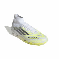 adidas F50 Sparkfusion Pro Gazon Naturel Artificiel Chaussures de Foot (MG) Femmes Blanc Gris Néon Jaune