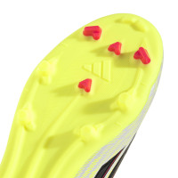 adidas F50 League Sans Lacets Gazon Naturel Artificiel Chaussures de Foot (MG) Enfants Néon Jaune Noir Rouge