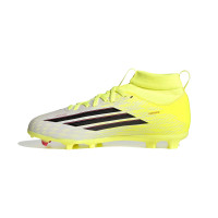 adidas F50 League Mid Gazon Naturel Artificiel Chaussures de Foot (MG) Enfants Néon Jaune Noir Rouge