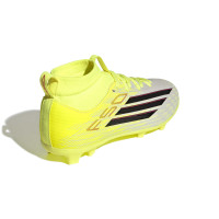 adidas F50 League Mid Gazon Naturel Artificiel Chaussures de Foot (MG) Enfants Néon Jaune Noir Rouge