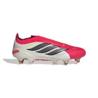 adidas Predator Elite Sans Lacets Crampons Vissés Chaussures de Foot (SG) Rouge Blanc Noir Jaune