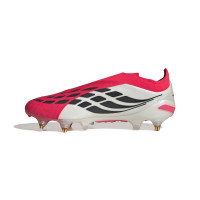 adidas Predator Elite Sans Lacets Crampons Vissés Chaussures de Foot (SG) Rouge Blanc Noir