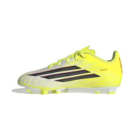 adidas F50 Club Gazon Naturel Gazon Artificiel Chaussures de Foot (MG) Enfants Néon Jaune Noir Rouge