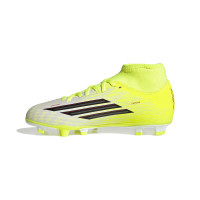 adidas F50 Club Mid Gazon Naturel Gazon Artificiel Chaussures de Foot (MG) Enfants Néon Jaune Noir Rouge