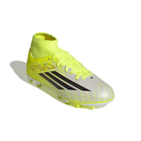 adidas F50 Club Mid Gazon Naturel Gazon Artificiel Chaussures de Foot (MG) Enfants Néon Jaune Noir Rouge
