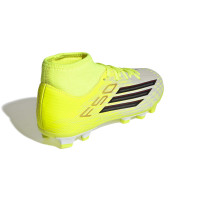 adidas F50 Club Mid Gazon Naturel Gazon Artificiel Chaussures de Foot (MG) Enfants Néon Jaune Noir Rouge