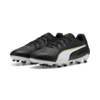 PUMA King 20 Ultimate Gras Voetbalschoenen (FG) Zwart Wit Goud