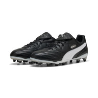 PUMA King Liga Gazon Naturel Artificiel Chaussures de Foot (MG) Noir Argenté Blanc