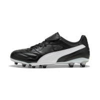 PUMA King Liga Gazon Naturel Artificiel Chaussures de Foot (MG) Noir Argenté Blanc