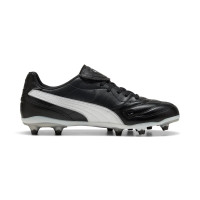 PUMA King Liga Gazon Naturel Artificiel Chaussures de Foot (MG) Noir Argenté Blanc