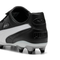 PUMA King Liga Gazon Naturel Artificiel Chaussures de Foot (MG) Noir Argenté Blanc
